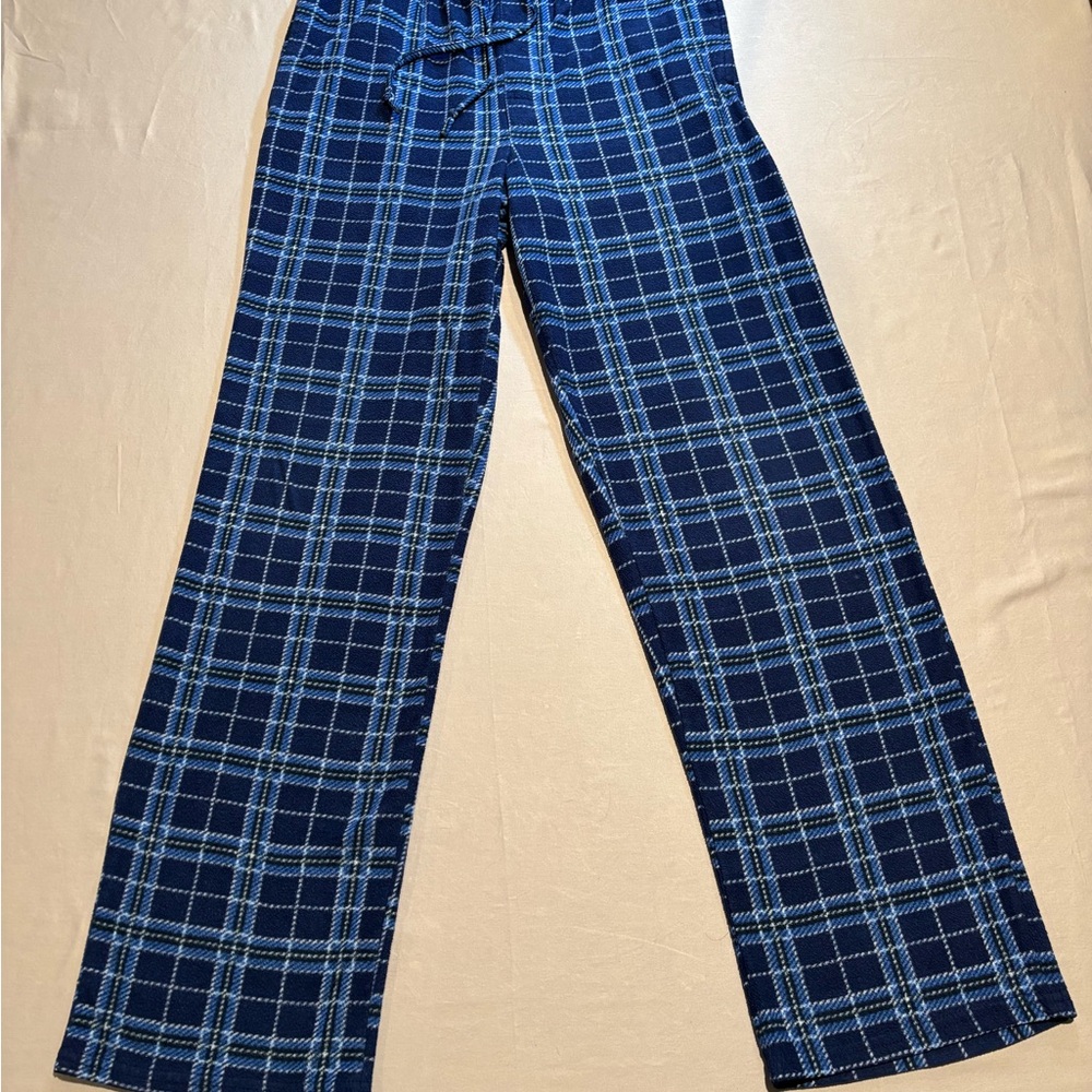 Arctic Trail Men's Fleece Pajama Pants Size M Blue Plaid Sleep Lounge PJs Warm